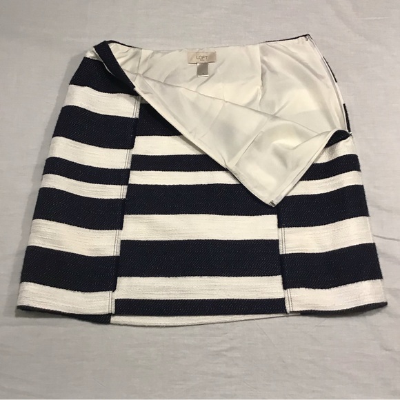 Loft Womens Tweed Skirt Size 6 Woven Knit Knee Length Midi Straight Stripes Twee - Picture 8 of 13